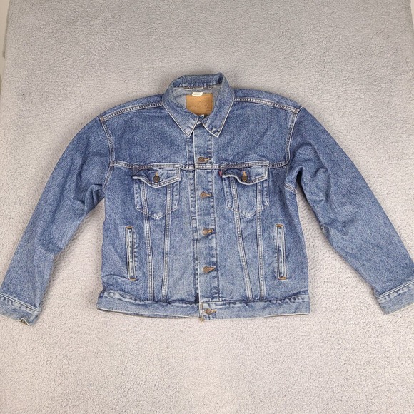 Vintage Levi's Denim Jacket Mens Large Blue Rancher Trucker Jean Coat 70507-4890 - Picture 1 of 16